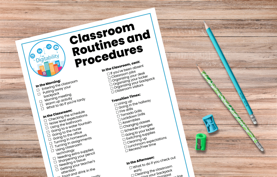 Classroom Routines and Procedures January resource week 1