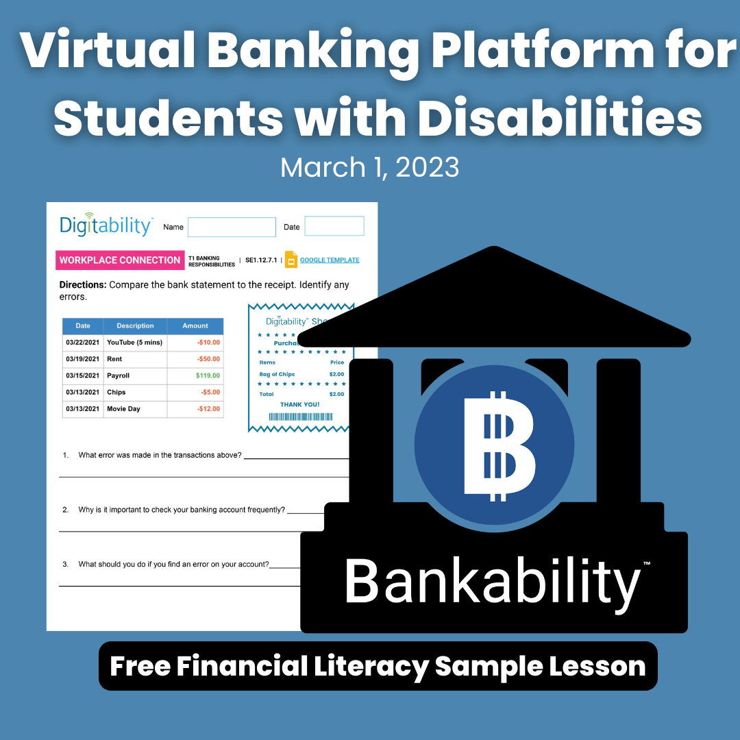 virtual banking financial skills for students with autism